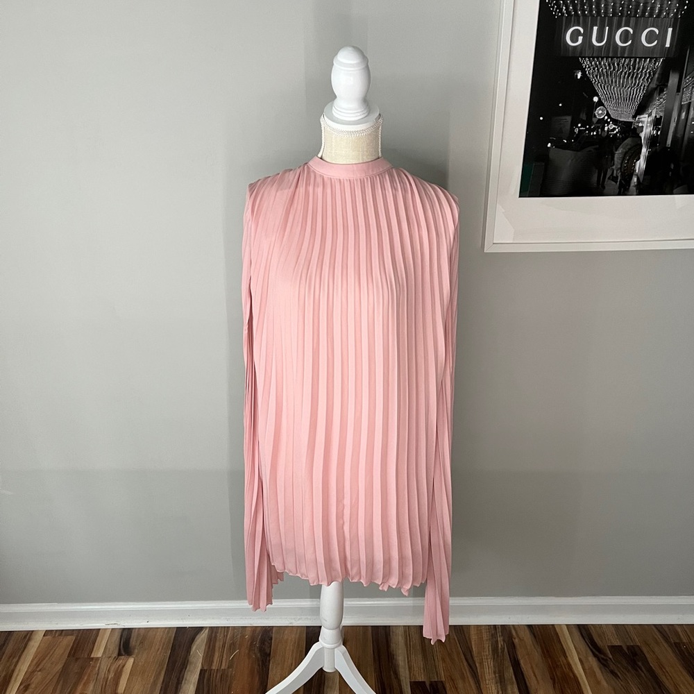Valentines Day Dress - Pink Cape Dress with pleating detail